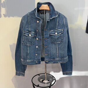 Super Cool Black Orchid Distressed Denim Jacket, Large, NWT.